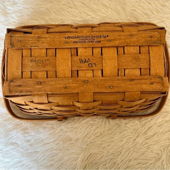 Longaberger Gathering Basket Signed LD1991 Double Swing Handles Maple 12W 5.5D - Picture 4 of 6